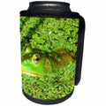 3dRose Dreamscapes by Leslie - Amphibians - Green Frog hiding in green pond - Can Cooler Bottle Wrap (cc_281520)