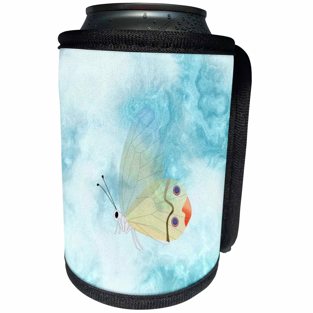 3dRose Spring And Summer Abstracts - Image of Yellow Butterfly Over Aqua Ocean - Can Cooler Bottle Wrap (cc_281534)
