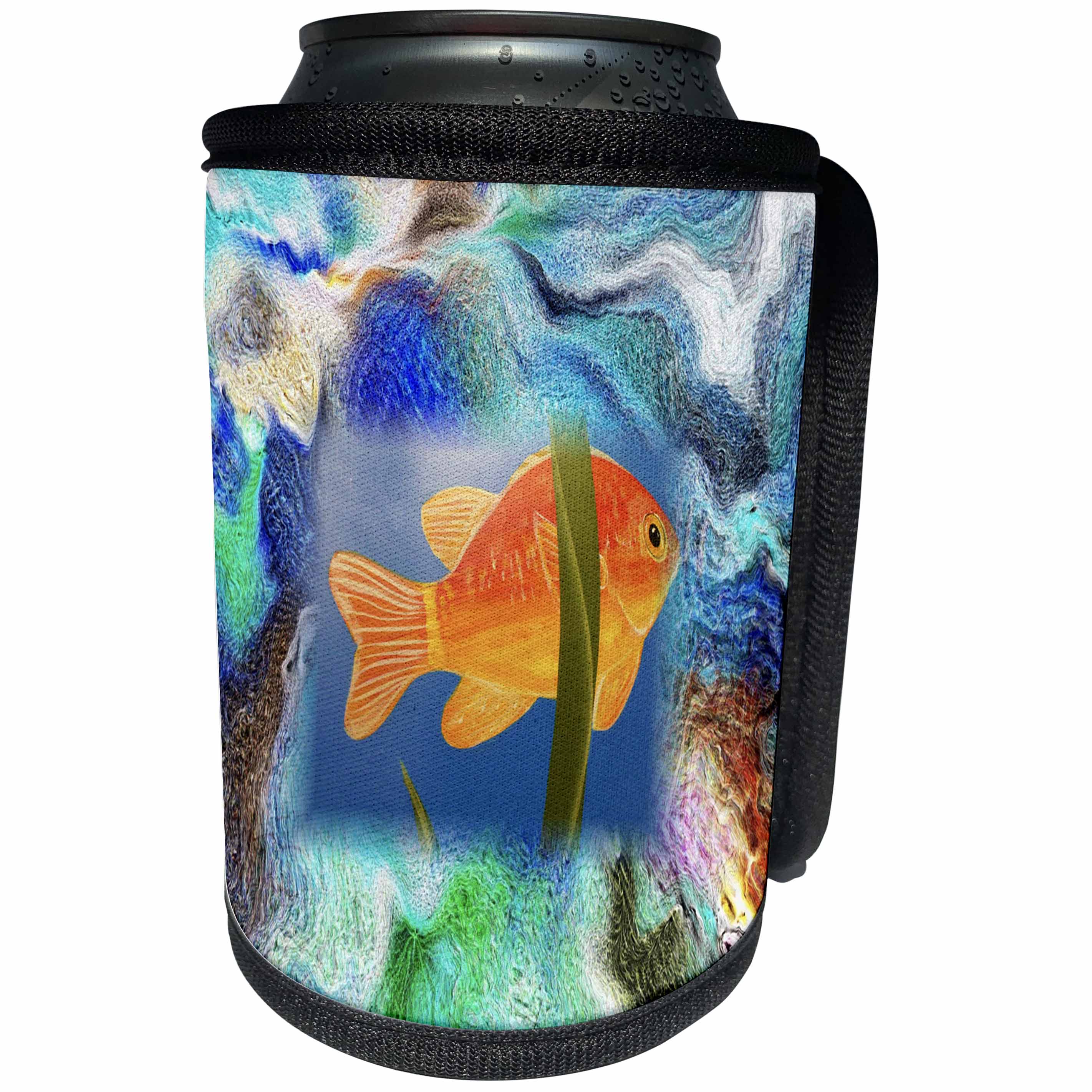 3dRose Spring And Summer Abstracts - Image of Digital Painting With Orange Fish - Can Cooler Bottle Wrap (cc_281539)