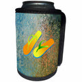 3dRose Spring And Summer Abstracts - Image of Orange and Yellow Flip Flops On Aqua Peachy Color - Can Cooler Bottle Wrap (cc_281547)