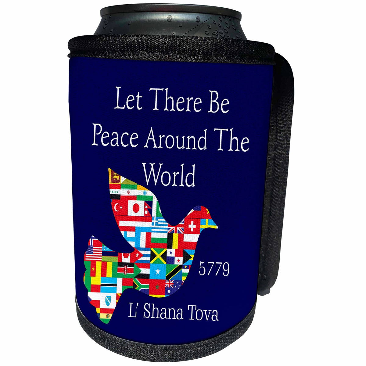 3dRose Jewish Themes - Image of Dove Made From Worlds Flags Talks Of Peace - Can Cooler Bottle Wrap (cc_281555)