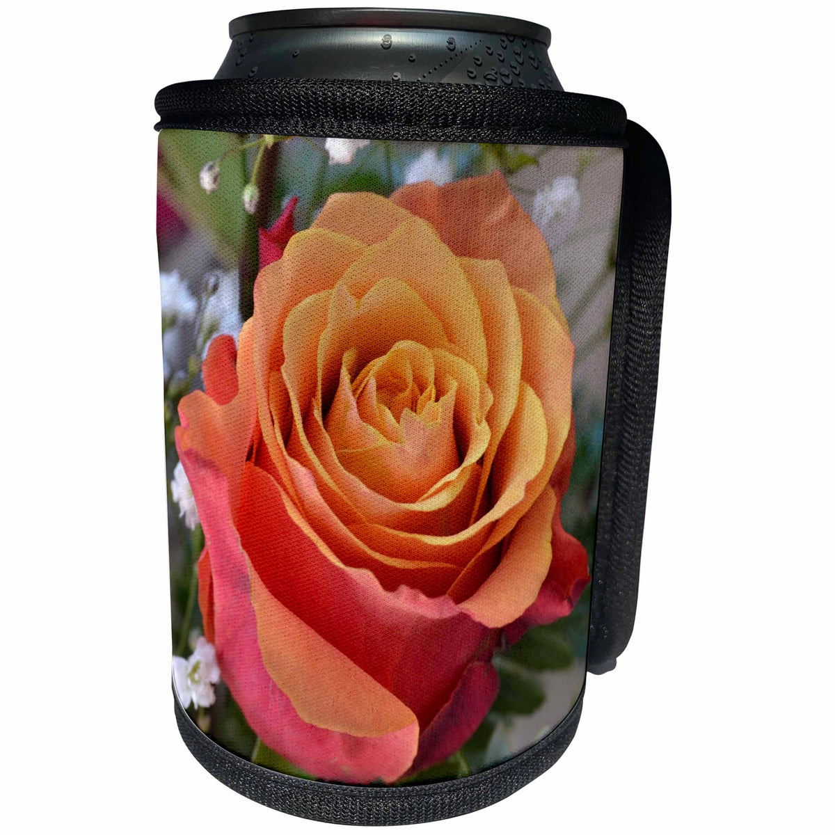3dRose Patricia Sanders Creations - Peach Rose III - Can Cooler Bottle Wrap (cc_28156)