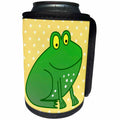3dRose Childrens Art - Image of Cartoon Frog On Yellow Dots - Can Cooler Bottle Wrap (cc_281571)