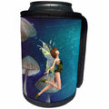 3dRose Fairies And Fantasy - Image of Beautiful Fairy At Night With Giant Mushrooms - Can Cooler Bottle Wrap (cc_281578)