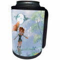 3dRose Fairies And Fantasy - Image of Fantasy Girl In Watercolor Woods With Full Moon - Can Cooler Bottle Wrap (cc_281583)