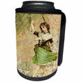 3dRose Fairies And Fantasy - Image of Vintage Style Irish Fairy With Scrolly Background - Can Cooler Bottle Wrap (cc_281593)