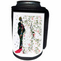 3dRose Art Deco - Image of Asian Lady In Dress With Scrolly Leaves - Can Cooler Bottle Wrap (cc_281613)