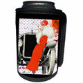 3dRose Art Deco - Image of Lady in Red Leaning On Antique Car - Can Cooler Bottle Wrap (cc_281615)