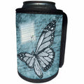 3dRose Butterfly Art - Image of Antique Blue butterfly With Music Sheet - Can Cooler Bottle Wrap (cc_281621)