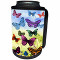 3dRose Butterfly Art - Image of One Dozen different Color Butterflies In Flight - Can Cooler Bottle Wrap (cc_281625)