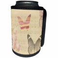 3dRose Butterfly Art - Image of Faded Music Sheet With Butterflies and Roses - Can Cooler Bottle Wrap (cc_281627)