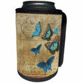 3dRose Butterfly Art - Image of Six Blue Butterflies On Antique Paper - Can Cooler Bottle Wrap (cc_281630)