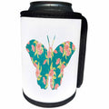 3dRose Butterfly Art - Image of Unique Teal and Peach Butterfly With Flower Pattern - Can Cooler Bottle Wrap (cc_281633)