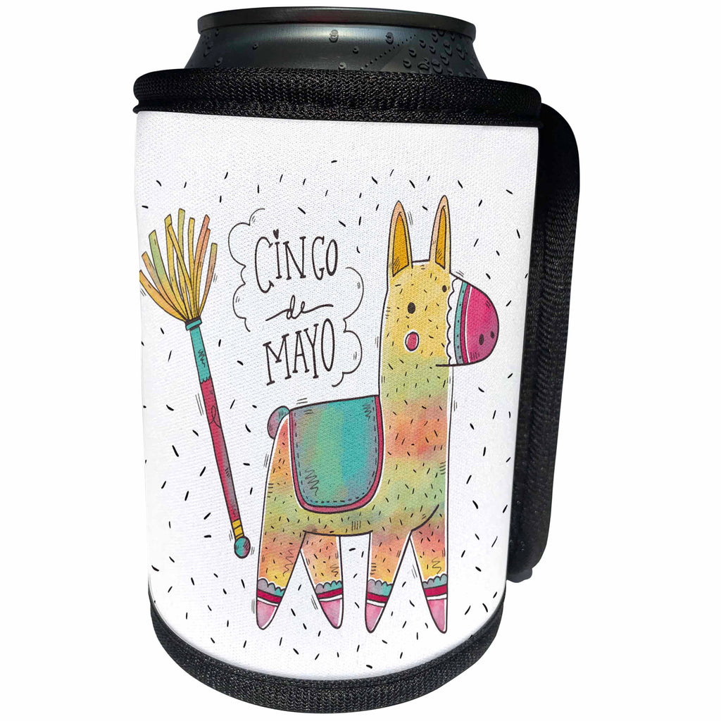 3dRose Sven Herkenrath Celebration - Cinco de Mayo Drawing of a Cute Pinata with a Stick - Can Cooler Bottle Wrap (cc_281639)