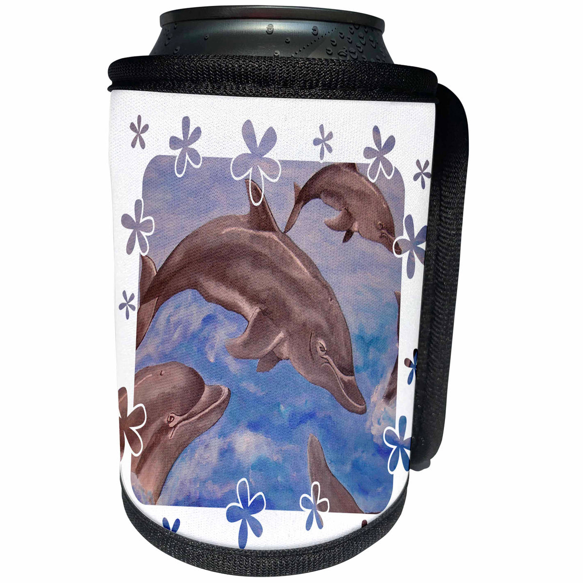 3dRose Taiche Acrylic Art - Animals Dolphins - Can Cooler Bottle Wrap (cc_28165)