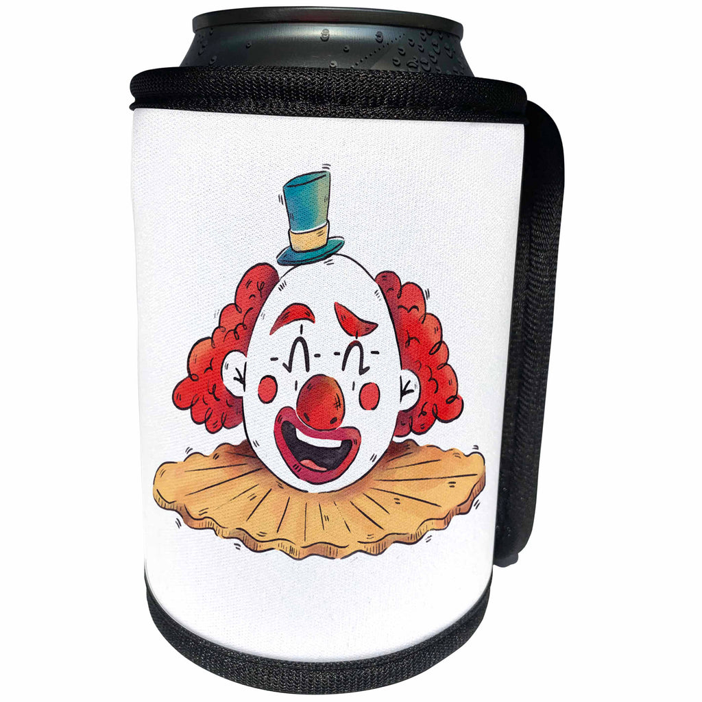 3dRose Sven Herkenrath Party - Cute and Funny Drawing of a Clown Laughing - Can Cooler Bottle Wrap (cc_281659)