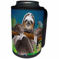 3dRose Sven Herkenrath Animal - A Cute Illustration of a Sloth Chilling on a Tree - Can Cooler Bottle Wrap (cc_281661)