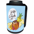3dRose Sven Herkenrath Celebration - Pina Colada Day Pretty Drawing of a Cocktail in a Coconut Shell - Can Cooler Bottle Wrap (cc_281665)