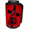 3dRose Sven Herkenrath Religion - Jesus Vector Graphic Black on Red Background - Can Cooler Bottle Wrap (cc_281667)