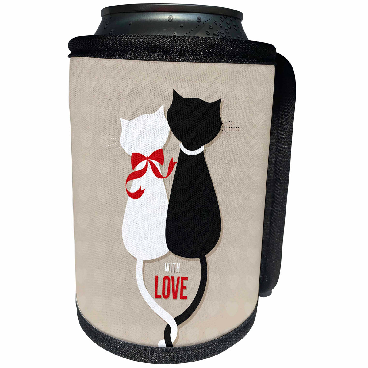 3dRose Sven Herkenrath Animal - With Love Vector of Two Adorable Cats With Sitting Together - Can Cooler Bottle Wrap (cc_281670)