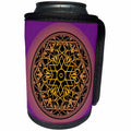 3dRose Sven Herkenrath Art - Intricate Islamic Ornament Vector Black on Purple Background - Can Cooler Bottle Wrap (cc_281671)