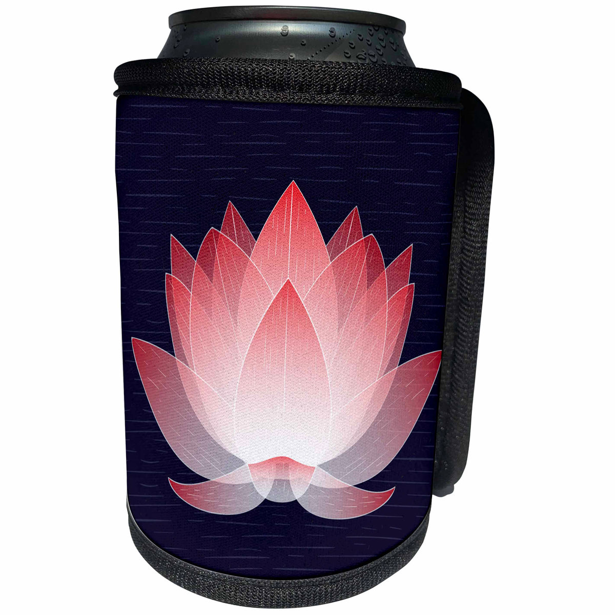 3dRose Sven Herkenrath Nature - Vector of a Beautiful Pink Lotus Flower on Black Background - Can Cooler Bottle Wrap (cc_281679)
