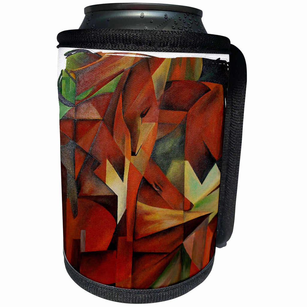 3dRose Taiche Acrylic Art - Foxes Cubism - Can Cooler Bottle Wrap (cc_28168)