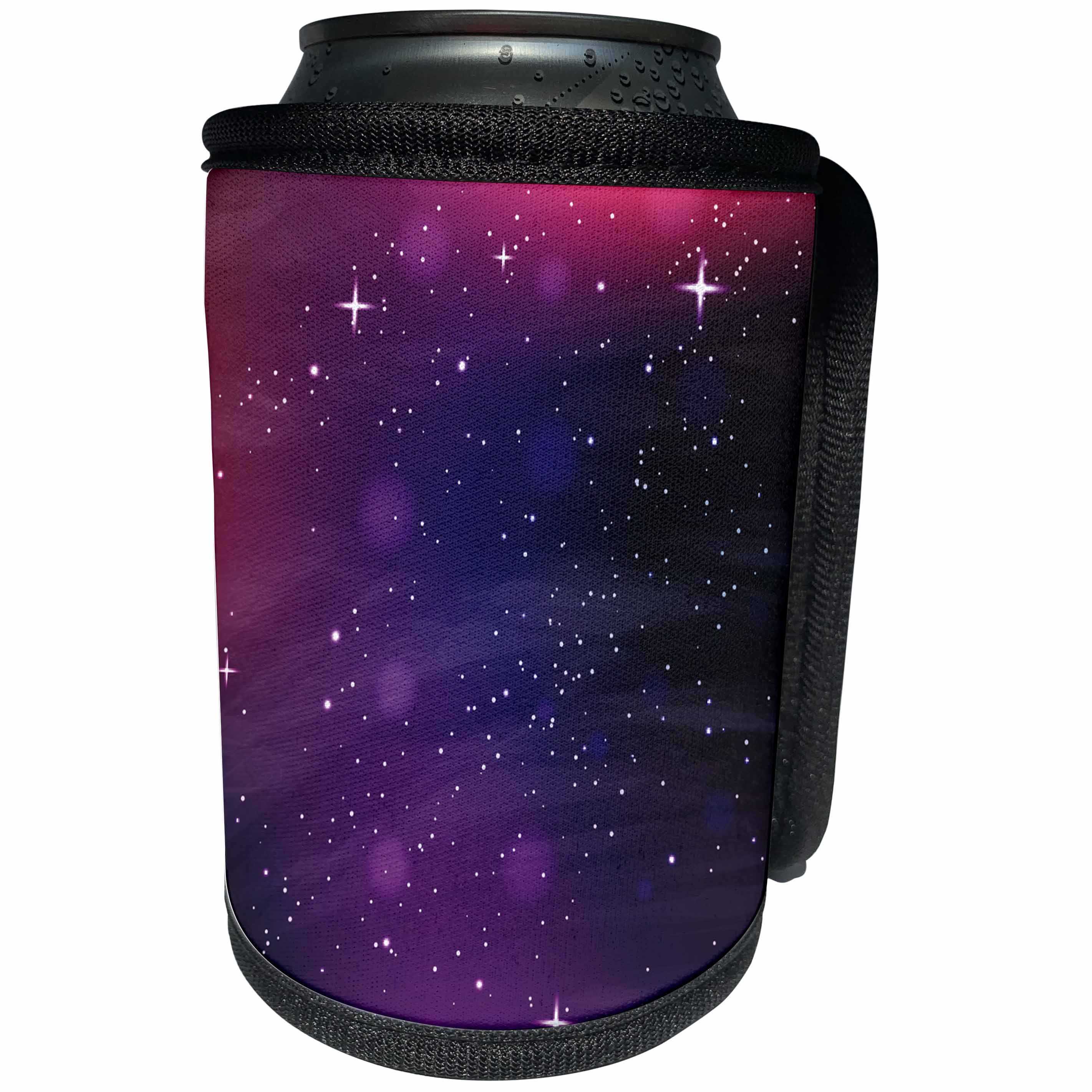 3dRose Sven Herkenrath Art - Black Sky Sprinkled with Stars and a Purple Nebula - Can Cooler Bottle Wrap (cc_281681)