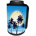 3dRose Sven Herkenrath Nature - Lovely Vector of Palms at a Paradise Beach Perfect Holiday - Can Cooler Bottle Wrap (cc_281688)