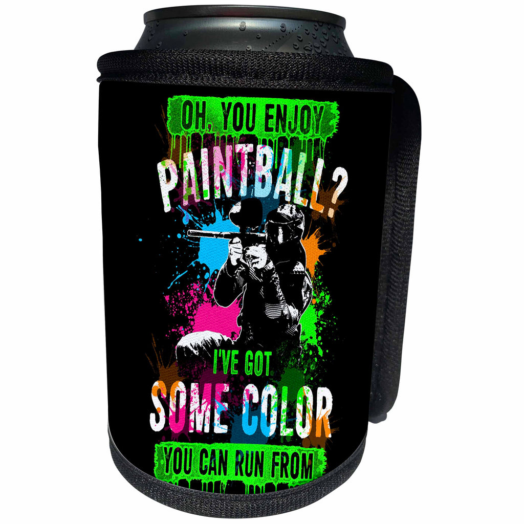 3dRose Sven Herkenrath Sport - Paintball Ive Got Some Color Trendy Vector on Black Background - Can Cooler Bottle Wrap (cc_281698)