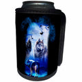 3dRose Sven Herkenrath Animal - Majestic Wolves Howling at the Moon Black Background - Can Cooler Bottle Wrap (cc_281699)