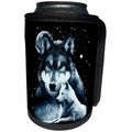 3dRose Sven Herkenrath Animal - Two Beautiful Wolves Howling on a Black Background - Can Cooler Bottle Wrap (cc_281700)
