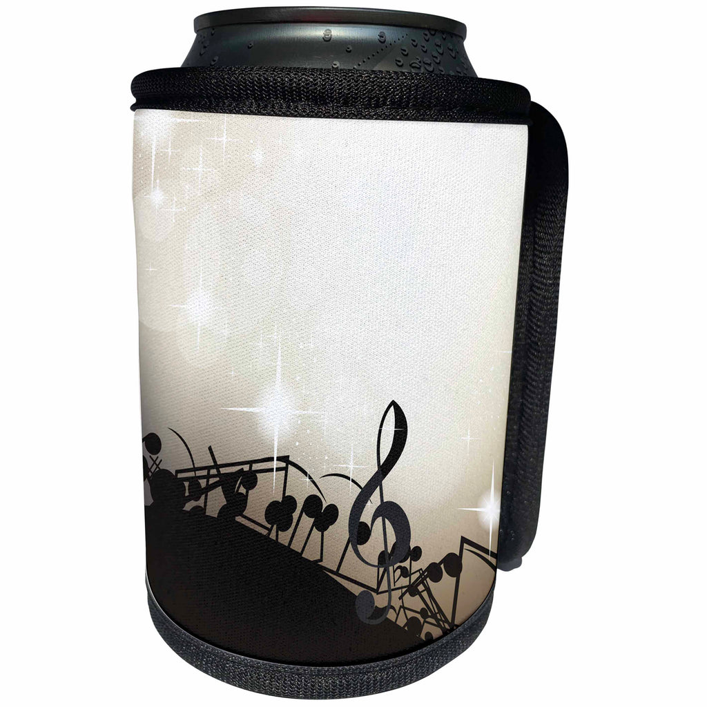 3dRose Sven Herkenrath Music - Abstract Art Music Notes and Clefs Perfect Background - Can Cooler Bottle Wrap (cc_281707)