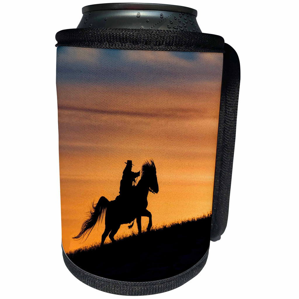 3dRose Roni Chastain Photography - Riding into the sunset - Can Cooler Bottle Wrap (cc_281723)