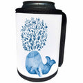 3dRose Noonday Design - Animals - Beautiful blue watercolor whale with flowers coming out of spout - Can Cooler Bottle Wrap (cc_281732)