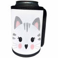 3dRose Noonday Design - Animals - Cute tabby cat face in gray and pink - Can Cooler Bottle Wrap (cc_281735)