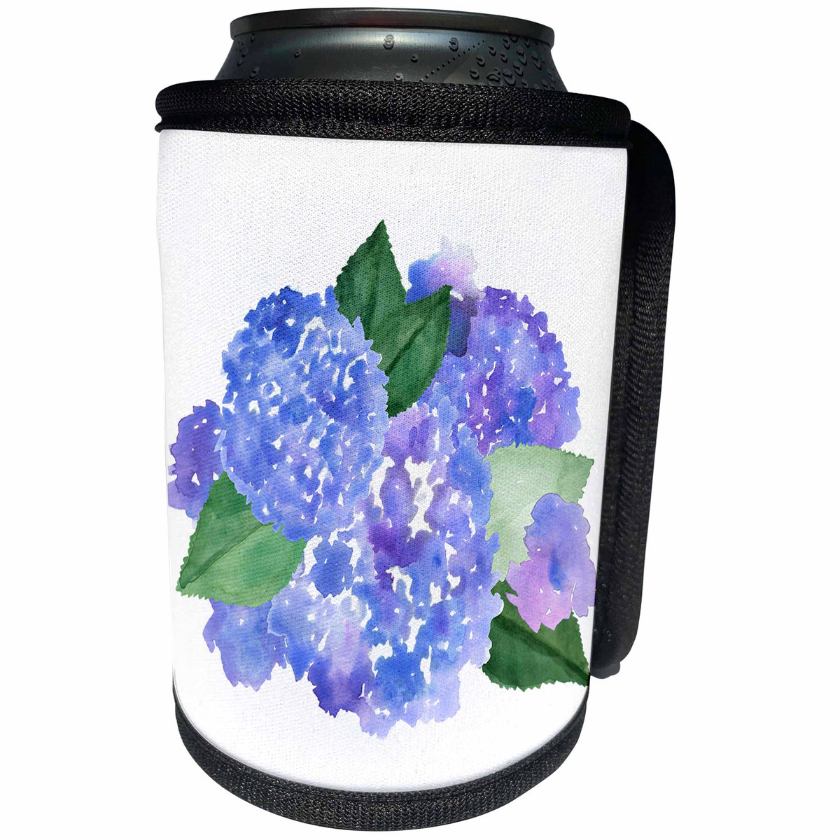 3dRose Noonday Design - Floral - Group of blue and purple watercolor hydrangeas - Can Cooler Bottle Wrap (cc_281737)