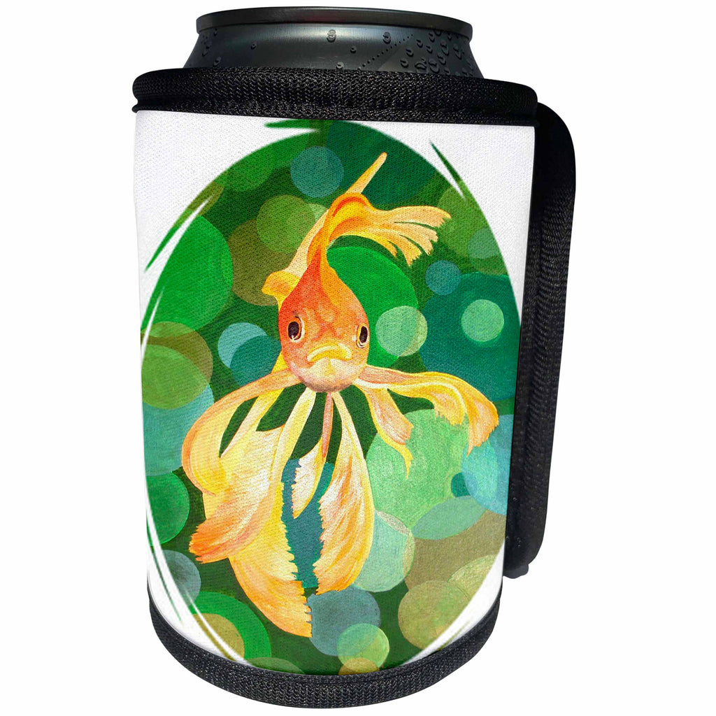 3dRose Taiche Acrylic Art - Goldfish Fantail Goldfish - Can Cooler Bottle Wrap (cc_28191)