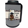 3dRose Beverly Turner Graduation Design - Graduation Cap on Books, Tassel on Stars, Stripes, Class of 2018, Gold - Can Cooler Bottle Wrap (cc_282049)