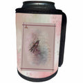 3dRose Beverly Turner Bird Design - Song Bird, Music Notes, Jewel Bow, Frame, Mauve, Blue and Brown - Can Cooler Bottle Wrap (cc_282062)