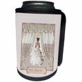 3dRose Beverly Turner Wedding Bridal Party Design - Bride in Wedding Gown, Drapes in Window, Will you be, Cream and Rose - Can Cooler Bottle Wrap (cc_282067)