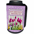 3dRose Beverly Turner Administrative Professionals Day - Administrative Professionals Day, Watering Can, Colorful Flowers - Can Cooler Bottle Wrap (cc_282079)