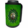 3dRose Beverly Turner St Patrick Day Design - Saint Brigid, Round Shamrock, Saint Brigid Cross Frame, Green, Brown - Can Cooler Bottle Wrap (cc_282093)