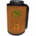 3dRose Beverly Turner St Patrick Day Design - Gold Celtic Design with Green Shamrocks, Orange Bow - Can Cooler Bottle Wrap (cc_282094)