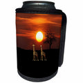 3dRose Beverly Turner Animal Design - Giraffe Couple Enjoying the Sunset, Birds Flying in the Background - Can Cooler Bottle Wrap (cc_282095)
