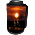 3dRose Beverly Turner Anniversary Photography and Design - Anniversary, Giraffe Couple Enjoying the Sunset, Birds Flying - Can Cooler Bottle Wrap (cc_282096)