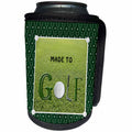 3dRose Beverly Turner Sports Design - Made to Golf, Golf Ball is the O, Golf Club is the L, Grass Background - Can Cooler Bottle Wrap (cc_282124)