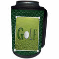 3dRose Beverly Turner Sports Design - Golf Ball is the O, Golf Club is the L, Grass Background Ball Frame - Can Cooler Bottle Wrap (cc_282127)