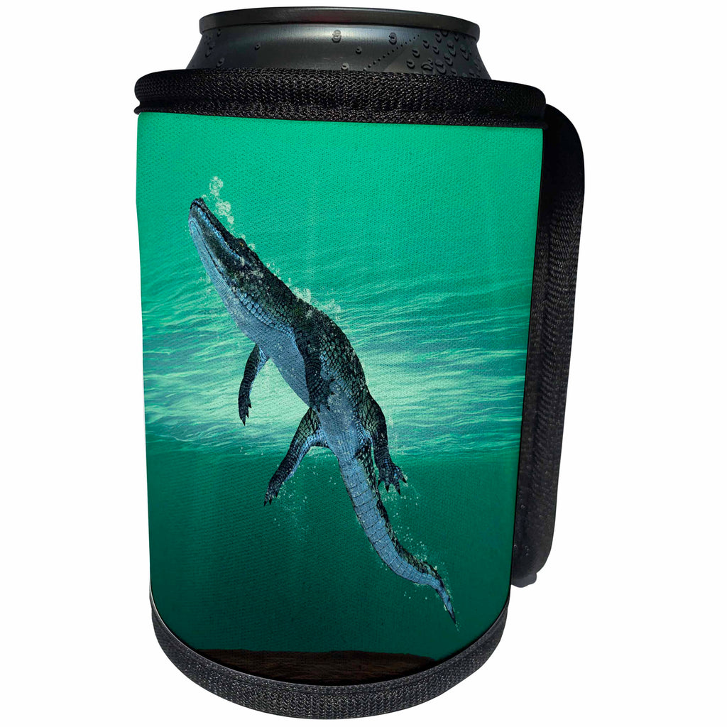 3dRose Boehm Graphics Animal - Alligator Swimming to the Surface - Can Cooler Bottle Wrap (cc_282237)