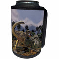 3dRose Boehm Graphics Dinosaur - Tyrannosaurus Rex in Battle with a Stegosaurus - Can Cooler Bottle Wrap (cc_282259)